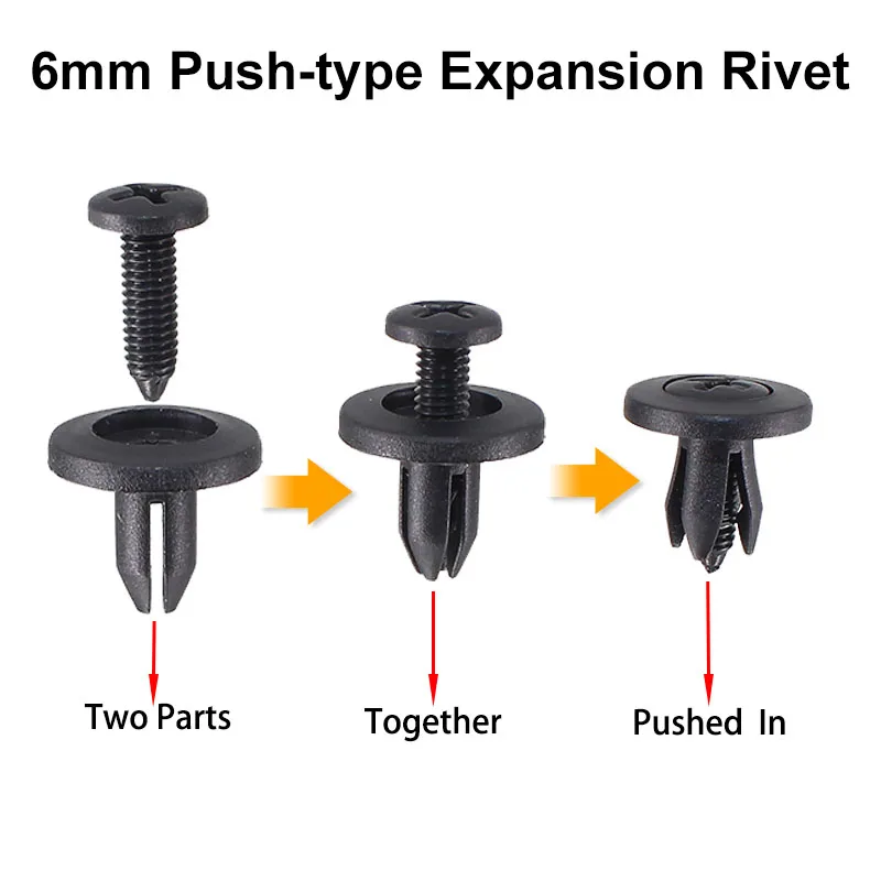 100 шт 6 мм отверстие Диаметр Пластик расширения заклепки застежка-молния зажимы