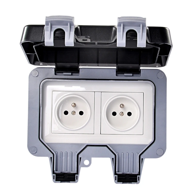 

X37E External Outdoor IP66 2 Slot Wall Socket Dustproof Surface-Mounted Protective
