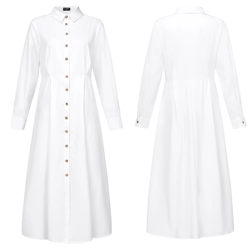 Платье-рубашка VONDA женское свободного кроя с длинным рукавом модное винтажное