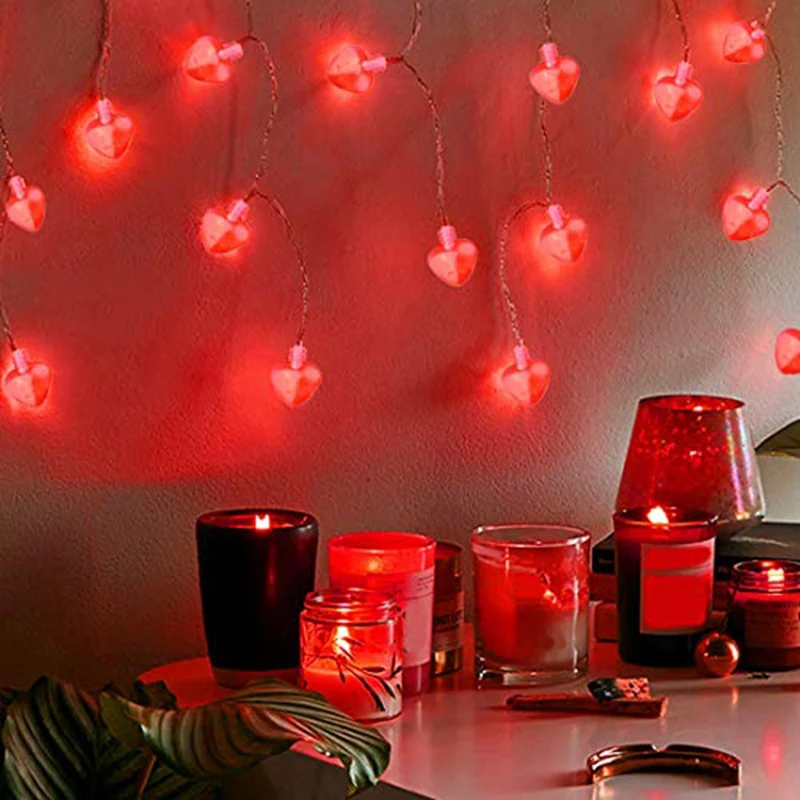 

Love Heart Shaped String Lights Bedroom Light Decorations 20 LED Fairy Lights Valentine's Day String Light Party Wedding