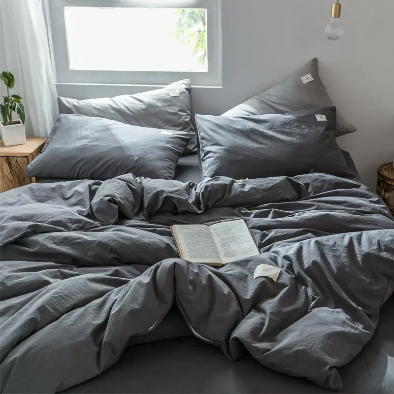 Минималистичный хлопковый пододеяльник однотонное постельное белье однотонный