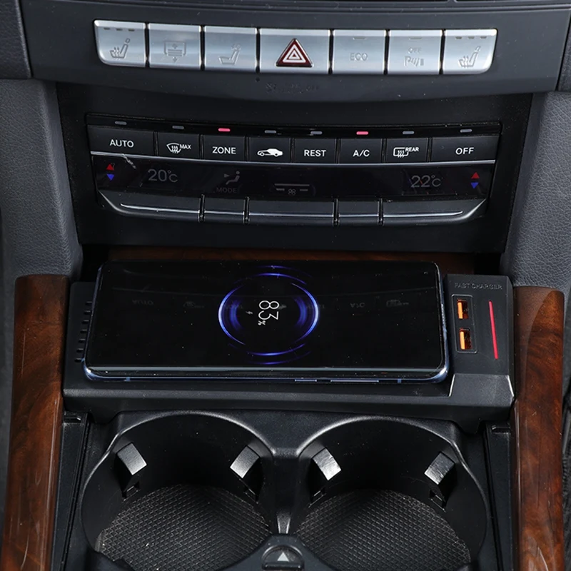 

10W Three Coils Car Wireless Charger for Mercedes Benz W212 E Class 2012 2013 2014 2015 Phone Charger QI Phone Holder