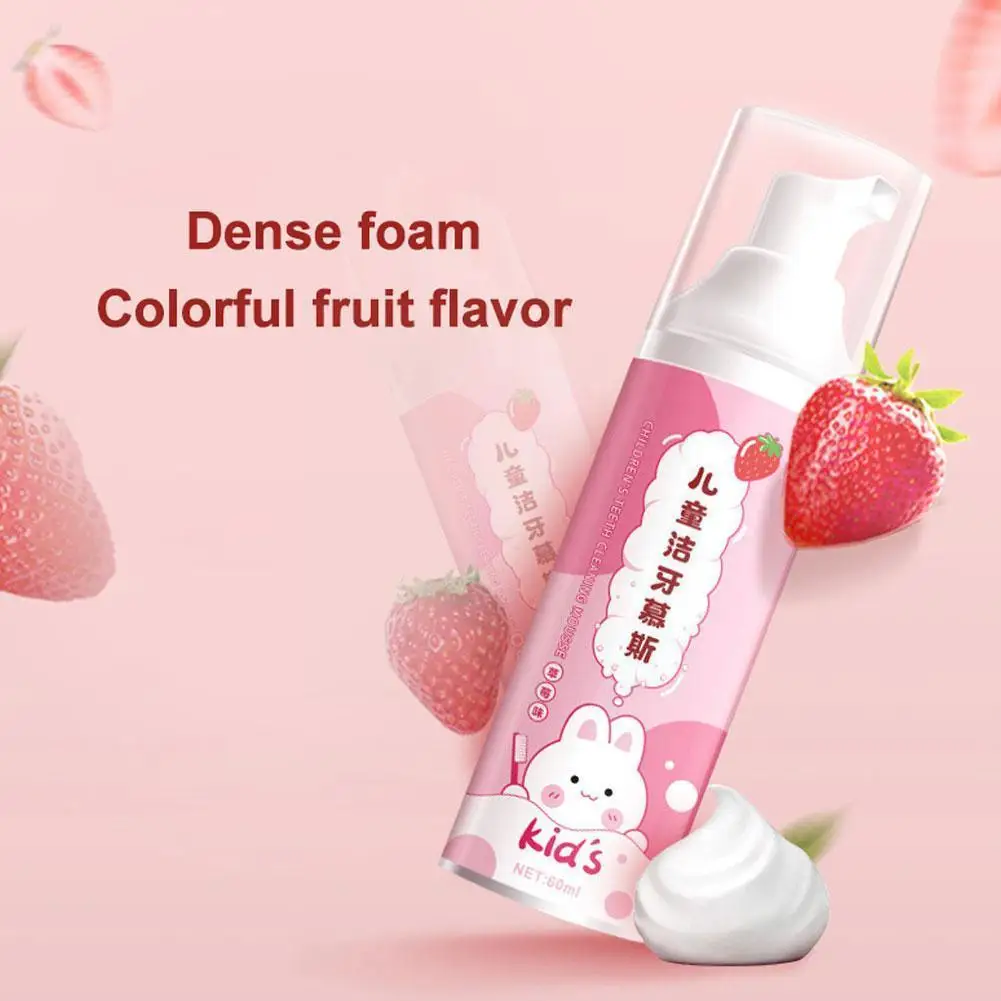 

60ml Children Teeth Mousse Strawberry Flavor Teeth Teeth Toothpaste Dental Mousse Daily Mouth Care Cleansing Necessities Cl B7H9