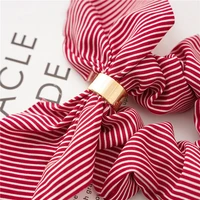 New Japanese and Korean Version of Rabbit Ears Chiffon Metal Buckle Striped Large Intestine Circle Hair Ring Female Wild Jewelry