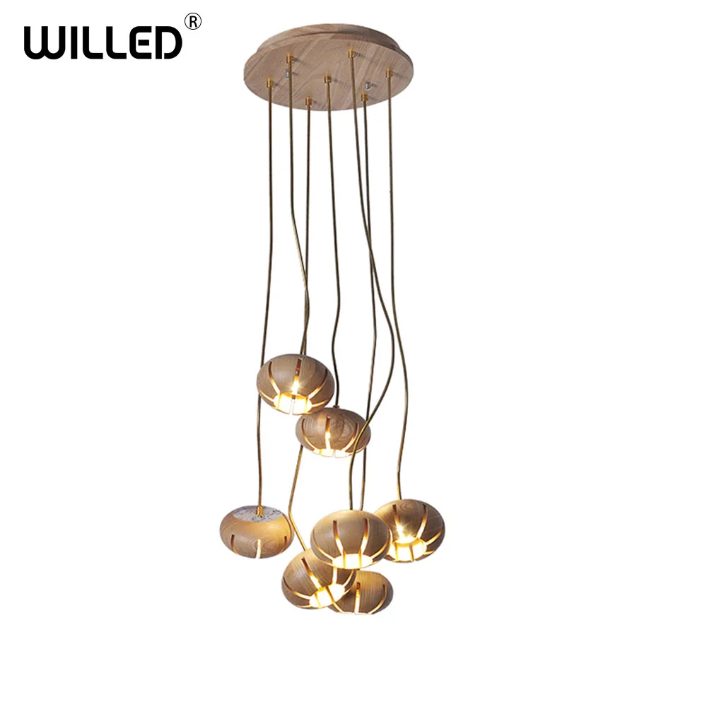 Современные деревянные подвесные лампы цветочный Рисунок столовой ресторана