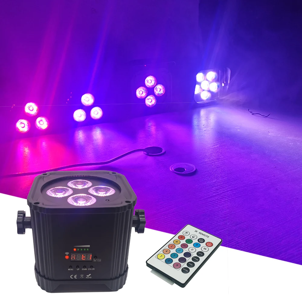 4X18W LED RGBWA-UV 6IN1 Wireless APP Battery Par Light DMX512 Stage LED Music Party Wash Effect Light For Wedding DJ Disco Bar