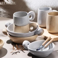 1pc relmhsyu japanese style ceramic solid pottery clay baking tray dessert noodle dinner bowl tableware