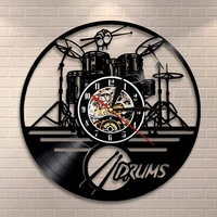 drum kit vinyl record wall clock music band drums musical instruments rock drummer wall clock unique gift for rock music lover