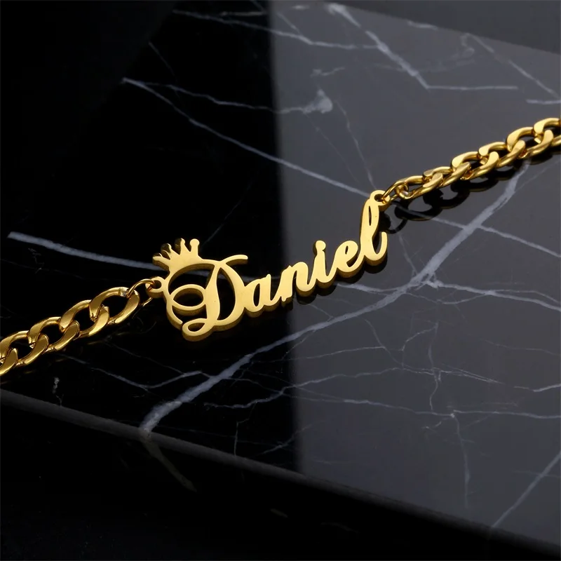 Индивидуальное ожерелье с именем для мужчин и женщин кубинская цепь 5 мм из