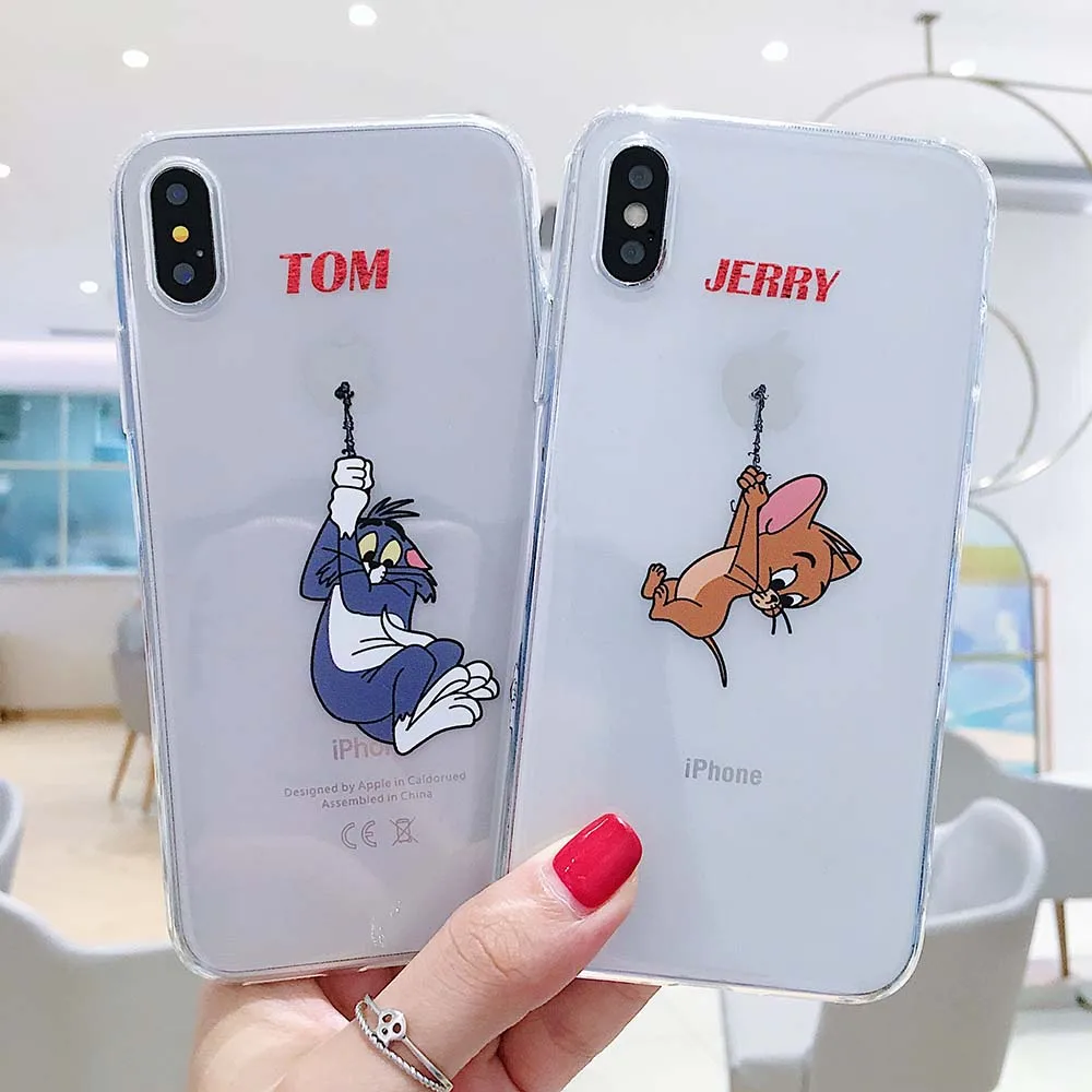 Милый чехол для телефона с логотипом Tom and Jerry мягкий из ТПУ iPhone 6 6s 7 8 Plus X XS XR XSMax 11 Pro