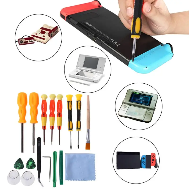 

17 17 in 1 Triwing Screwdriver Game Bit Repair Tool Kit Full Security for Nintendo Switch JoyCon Wii NES SNES DS Lite GBA New