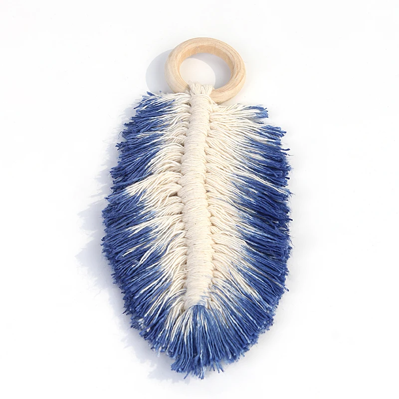 

Boho Decor Macrame Wall Hanging Leaves Feathers Car Hanging Bohemian Hand-woven Wall Tapestry Home Decoration Accessories