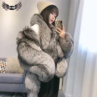 bffur winter fashion real silver fox fur coat v neck natural whole skin genuine fox fur jackets women thick warm fur overcoats