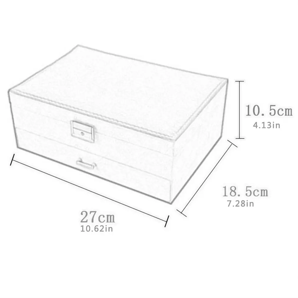 

Double Layers Leather Jewelry Box Earrings Jewelry Display Large Capacity With Lock Six Compartments Fashion Wedding Gifts