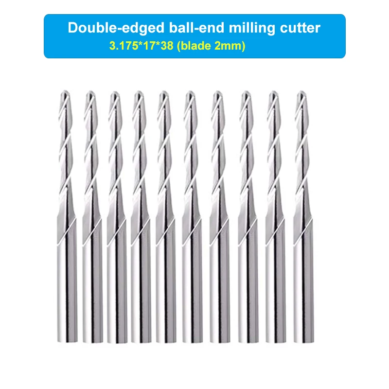 10pcs cutter 40 шт. Набор торцевых фрез 1/" хвостовик, Фрезы с ЧПУ режущий фрезерный инструмент гравировальный резак/титановое покрытие 2 флейты Фрезы с ЧПУ - Цвет: 10pcs cutter