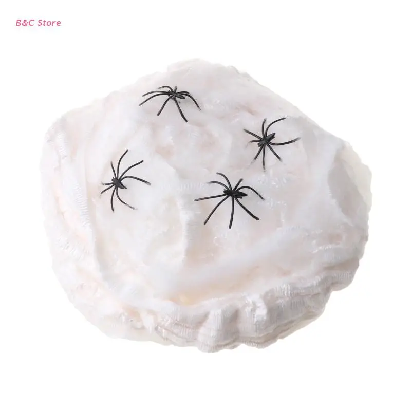 

24BC Halloween Themed Prank Decoration Luminous Spider Web Haunted House Horrifying Scene Layout Decor Props Spider Silk