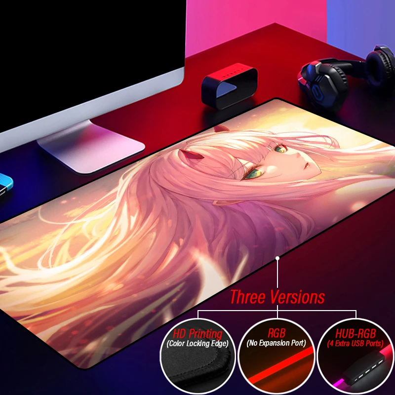 

Персонализированный RGB ZERO TWO Gaming DARLING in the FRANXX коврик для мыши, персонализированный розовый милый детский коврик для мыши с концентратором, 4 ...