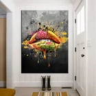 Граффити искусство сексуальные губы холст масляные краски скандинавский рот плакат и печать Настенная картина для гостиной домашний декор
