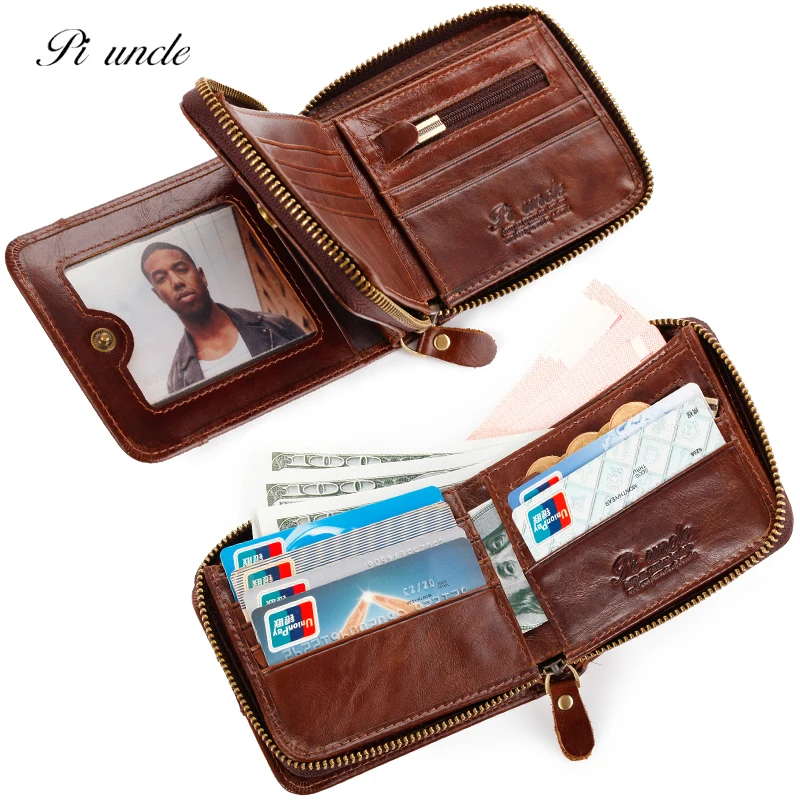 Новинка самый популярный мужской короткий кошелек из натуральной кожи на молнии