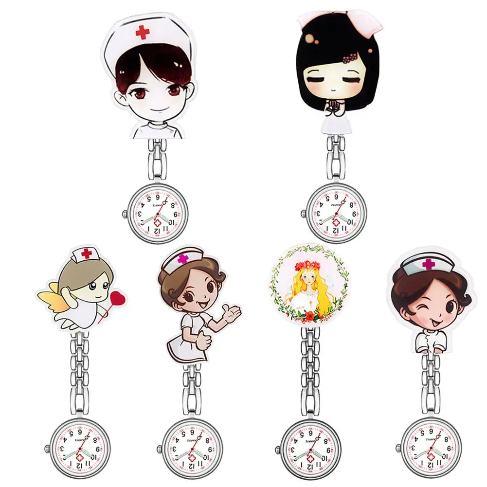 

Waterproof Retro Mini Student Girl Hanging Watch Digital Quartz Clip Type Nurse Doctor Watch Hanging Female lady luminous Watch