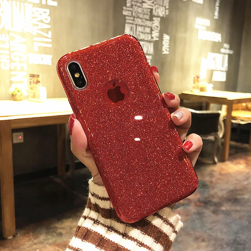Блестящий чехол NJIEER для iPhone X 11 Pro XS MAX XR блестящий iphone 7 8 6 6S Plus милый женский