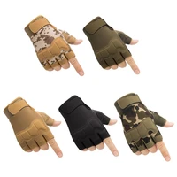 men knuckle protective fingerless gloves outdoor sports camouflage anti cutting hunting hiking climbing cycling half finger