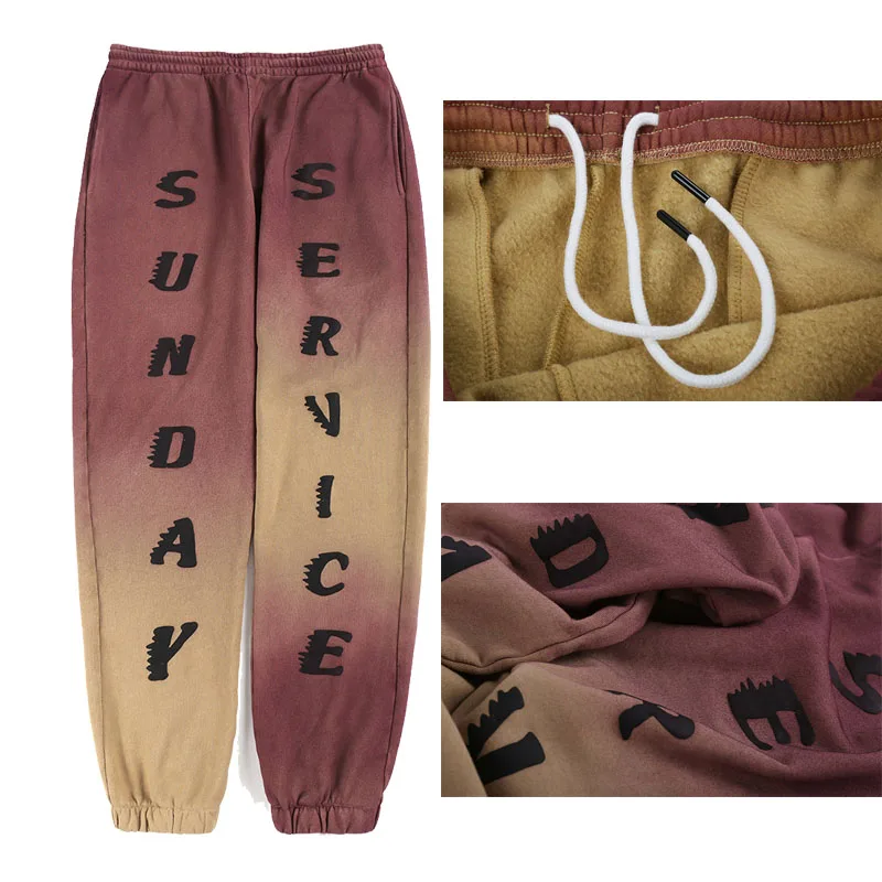 

2020FW Kanye West Tie Dye спортивные брюки для мужчин и женщин, осенне-зимние флисовые брюки Kanye West SUNDAY, сервисные брюки