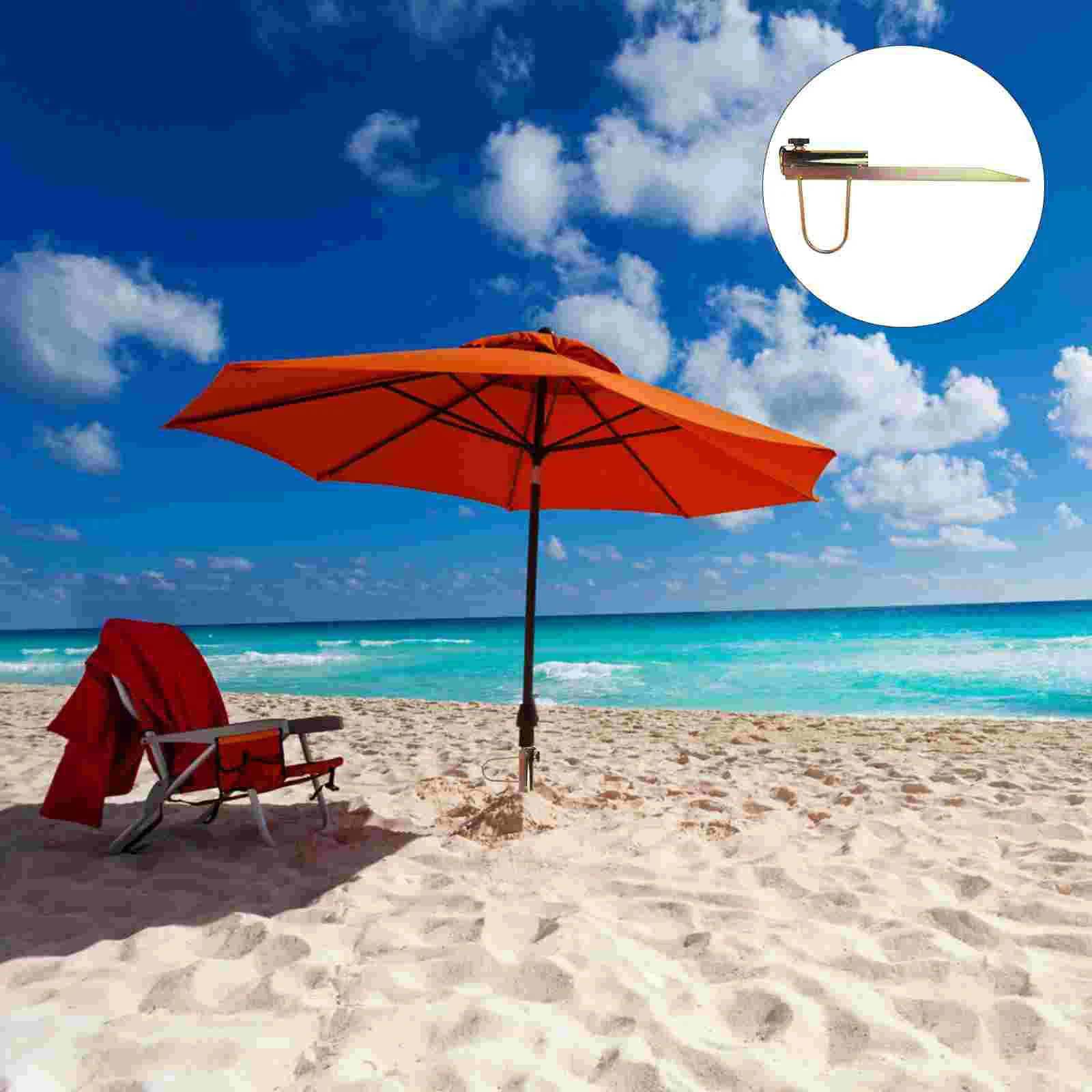 

1Pc Metal Beach Umbrella Holder Outdoor Umbrella Base Parasol Holder (Golden)