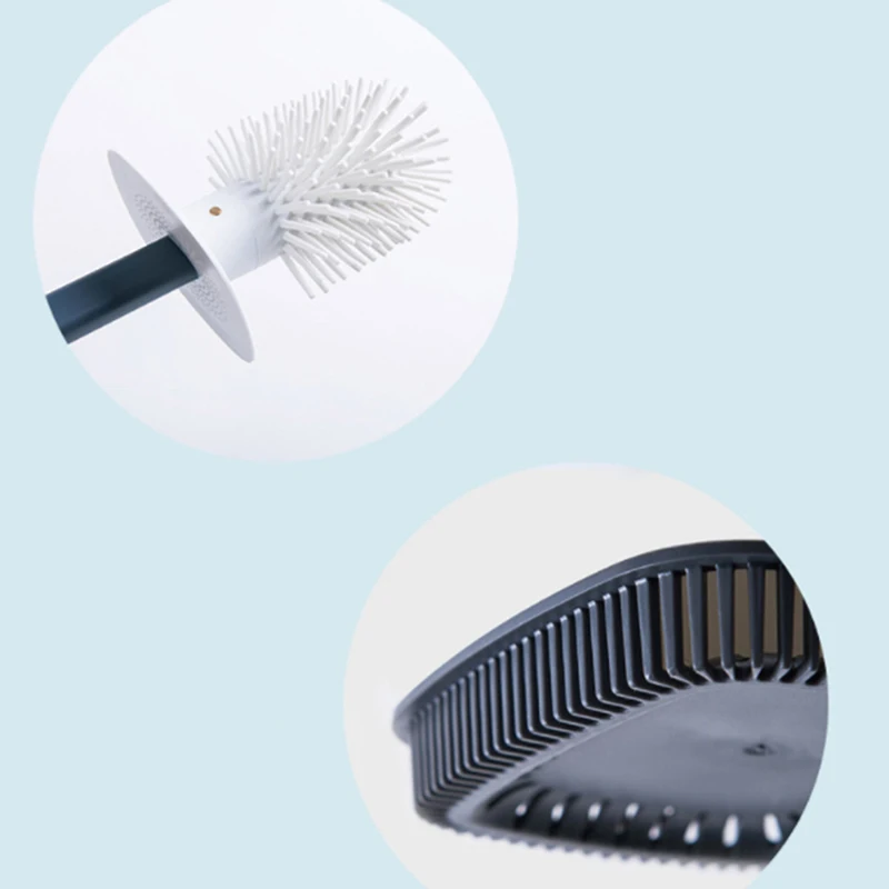 

Silicone Toilet Brush Soft Bristle Wall-mounted Bathroom Toilet Brush Holder Set Clean Tool Durable Thermo Plastic Rubber