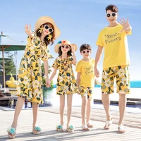 family matching outfits summer beach mum daughter floral dresses dad son matching t shirts with shorts holiday matching couple