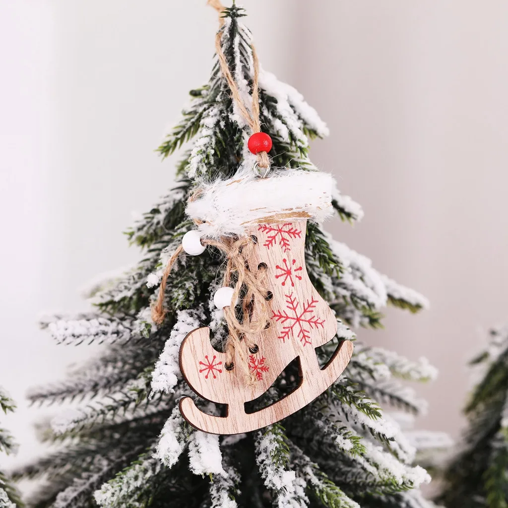 Рождественские украшения деревянные подвески орнамент с рождественской елкой DIY