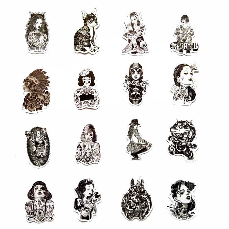68 шт. черно-белые наклейки для тату красоты автомобиля сексуальные Граффити