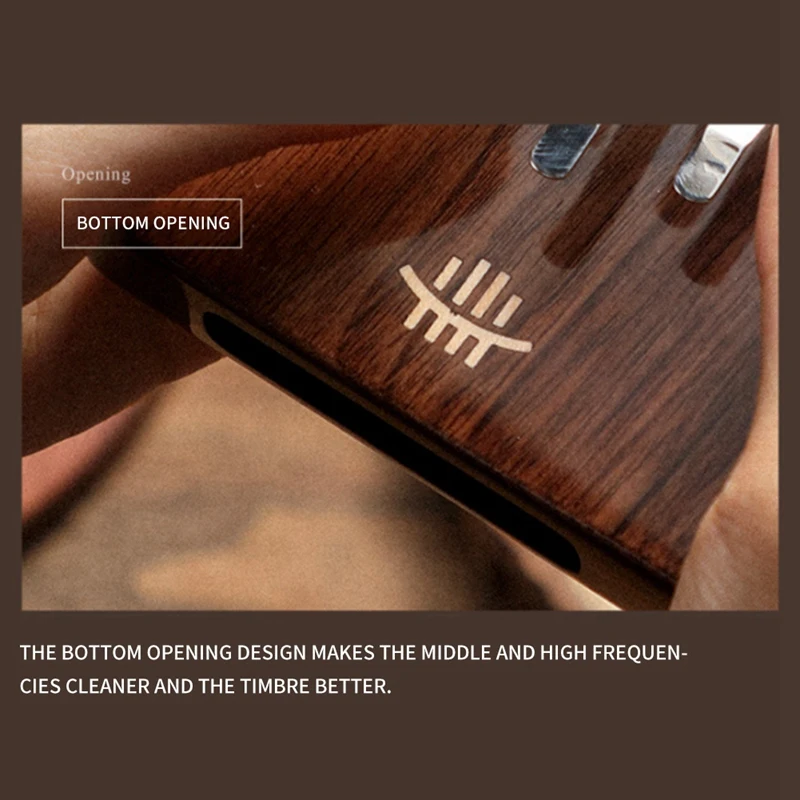 

Hluru a Thumb Piano Mini Professional Chords Kalimba 7 Keys Note Tone Knock Musical Instrument Black Walnut Bottom Opening