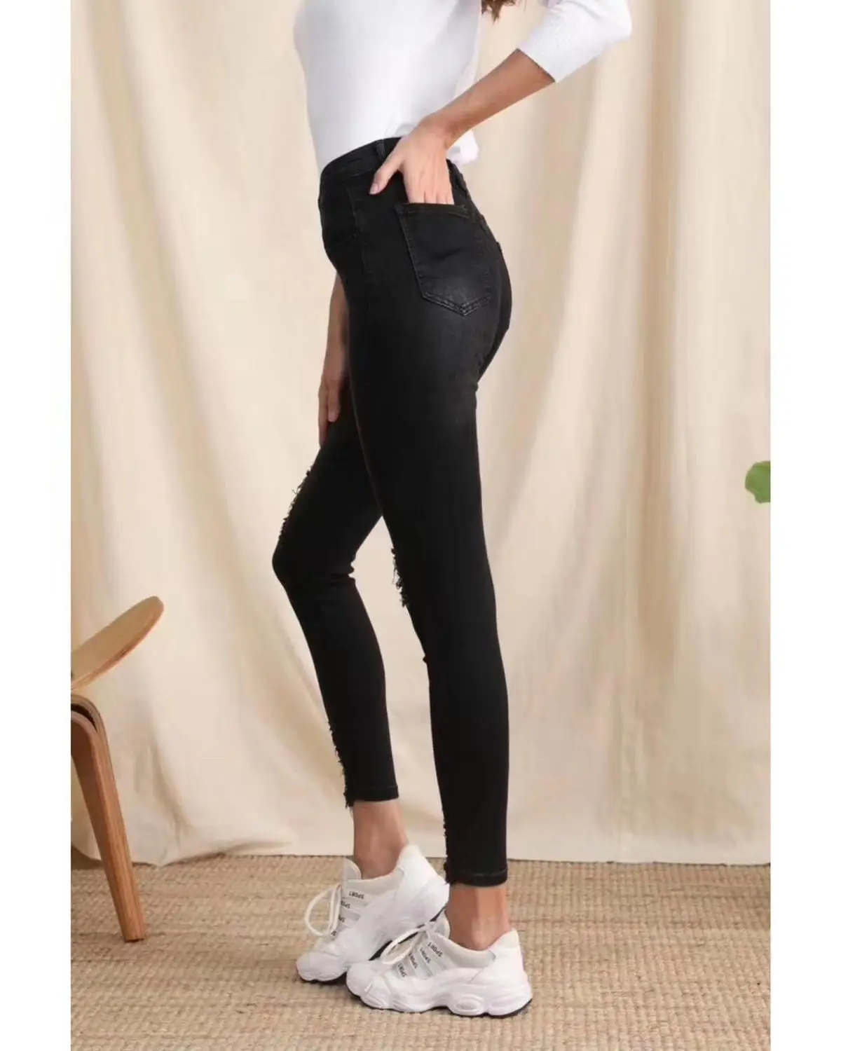 Джинсовая куртка для женщин xintiandi женские узкие джинсы Рваные Джинсы Корейская