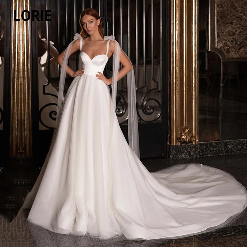 

LORIE New Arrival Beach Wedding Dresses A-Line Sweetheart Backless White Ivory Princess Boho Wedding Gown Bridal Dress 2021