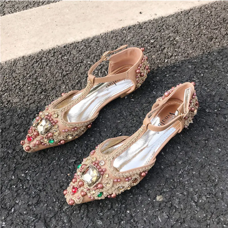 Женские Модные Великолепные туфли-лодочки на плоской подошве с ручной