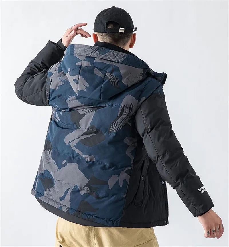 Зимняя толстая камуфляжная парка мужская модная ветровка с капюшоном куртка