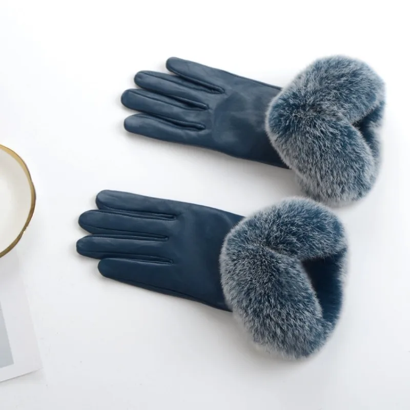 2020 New Arrival Female Winter Gloves Fashion Fur Women Solid Motorcycle Comfortable Guantes Mujer Cuero | Аксессуары для одежды