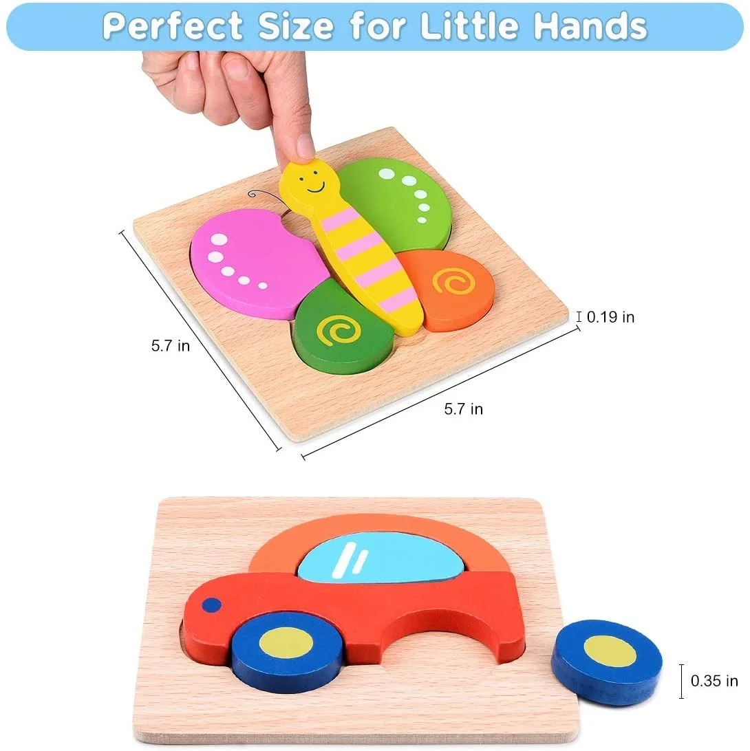 

Wooden Toddler Puzzles Gifts Toys for Baby Kids Learning Educational Animal Montessori STEM Travel Toy