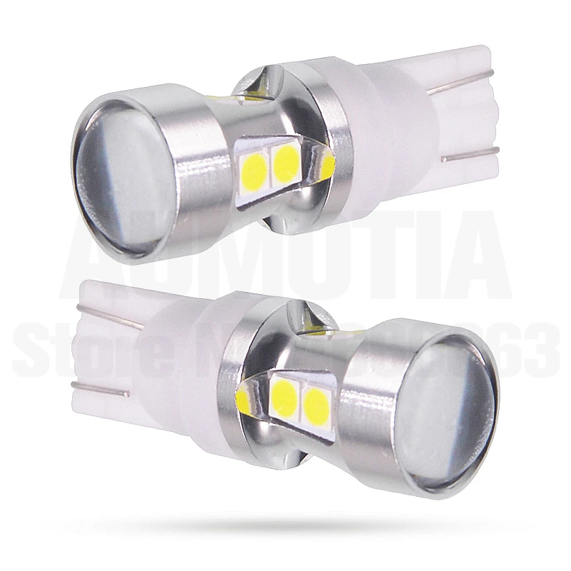 

2x Car LED T10 W5W 10 LED 3030 SMD Auto Nonpolarity Interior Parking Light External Light DC9-28V Lens