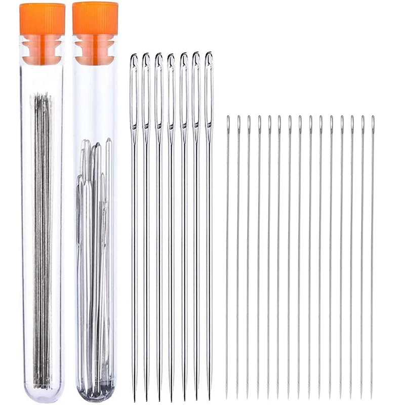 

IMZAY Large Eye Sewing Needles Stainless Steel Stitching Needle Beading Needles Fabric Cross Stitch Needles Sewing Tools