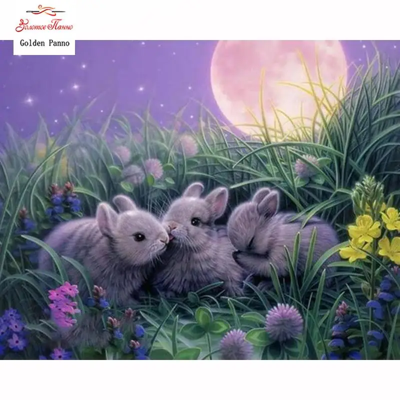 Diamond Mosaic 5D DIY Diamond Painting Cross stitch Moon Rabbits Diamond Embroidery home decor Rhinestone Painting