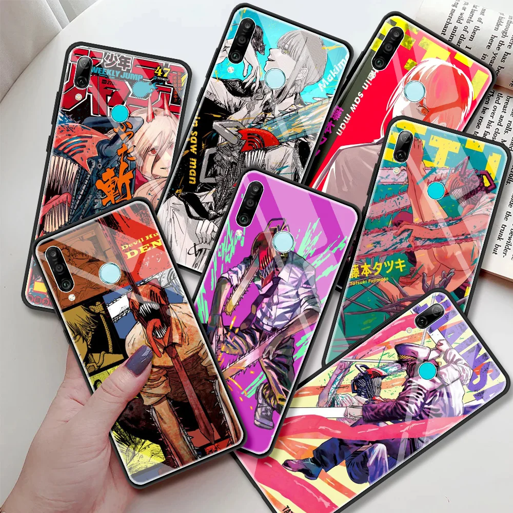 

Tempered Glass Case for Huawei P30 Lite P40Pro P20 P10 P Smart Z 2019 Y6 Y7 Y9 Y9a Shell Phone Cover Funda Anime Chainsaw Man