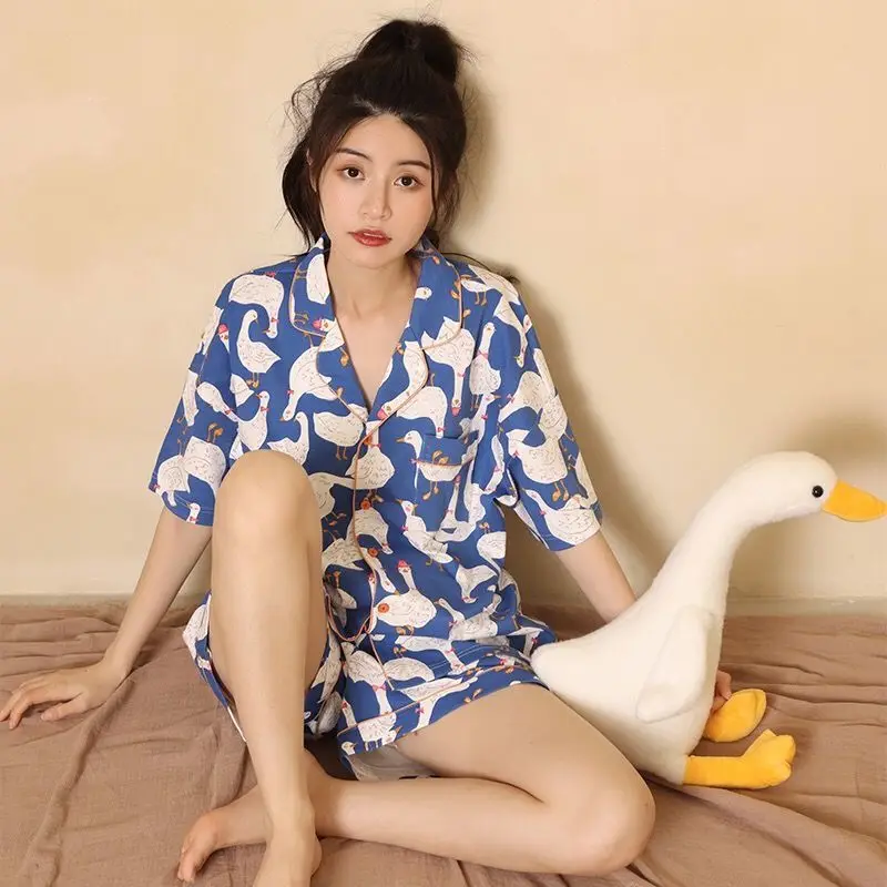 

Pajamas girl summer sweet cute short sleeve shorts sweet net red students wear home suit
