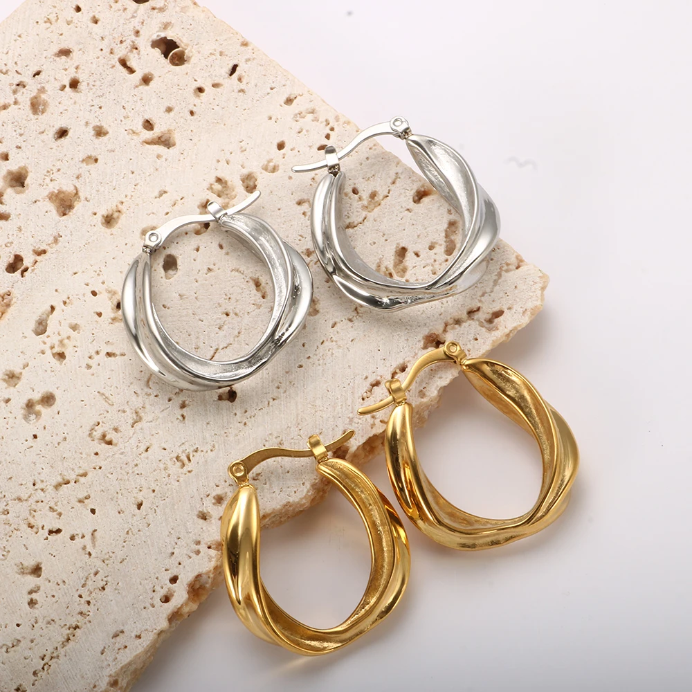 

Female Waterproof Stainless Steel Jewelry Cross Design Minimalist Earring Silver Gold Color Earring Jewelry for Women Girls