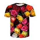 Футболка мужская с 3D-принтом в стиле хип-хоп, красивая рубашка с цветком розы, интересная хипстерская одежда в стиле Харадзюку, на лето