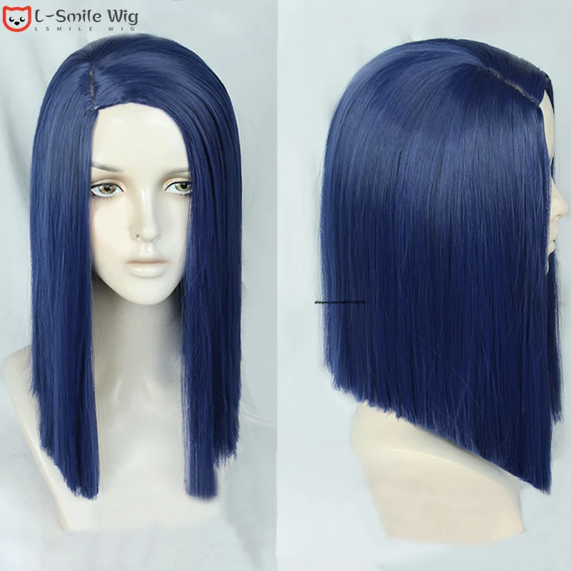 

Парик Caitlyn кирмаман, парик для косплея LOL Arcane длинный прямой темно-синий, термостойкие синтетические волосы, парики аниме + шапочка