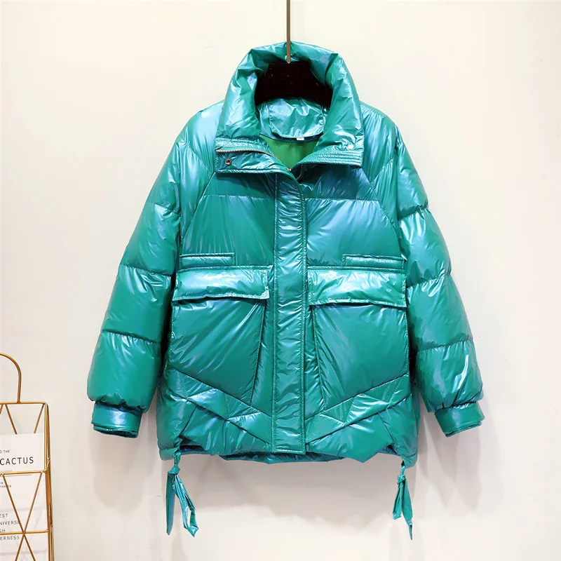 

Trendy Fad Winter Women Stand Collar Bright Color Down Coat 90% White Duck Down Parkas Thickness Warm Oversize Snow Outwear