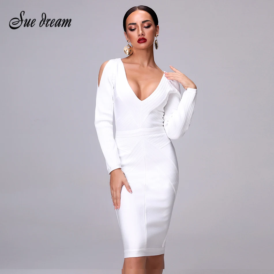 Облегающее Бандажное платье Белое Женское 2019 новые сексуальные изделия с