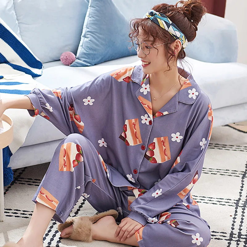 Весенне-осенняя хлопковая Свободная Домашняя одежда размера плюс пижамный